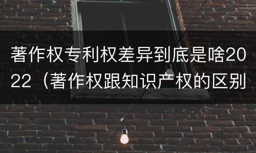 著作权专利权差异到底是啥2022（著作权跟知识产权的区别）