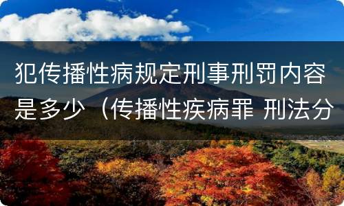 犯传播性病规定刑事刑罚内容是多少（传播性疾病罪 刑法分则）