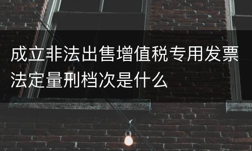 成立非法出售增值税专用发票法定量刑档次是什么