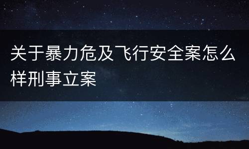 关于暴力危及飞行安全案怎么样刑事立案