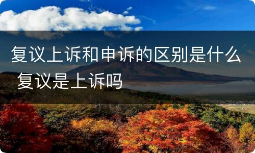 复议上诉和申诉的区别是什么 复议是上诉吗