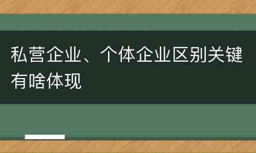 私营企业、个体企业区别关键有啥体现