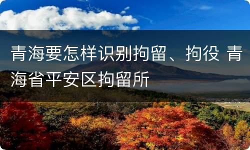 青海要怎样识别拘留、拘役 青海省平安区拘留所