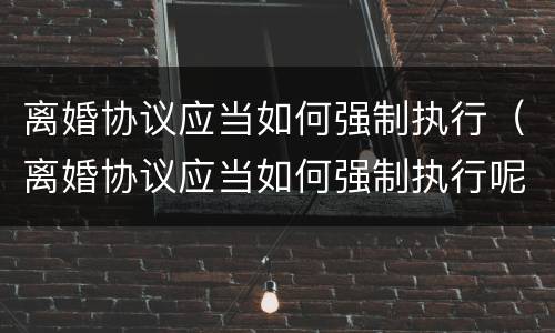 离婚协议应当如何强制执行（离婚协议应当如何强制执行呢）