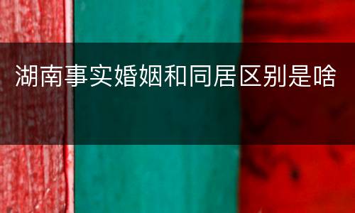 湖南事实婚姻和同居区别是啥