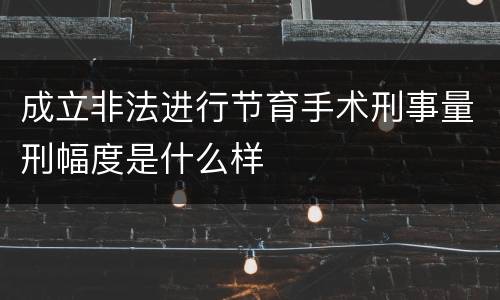 成立非法进行节育手术刑事量刑幅度是什么样