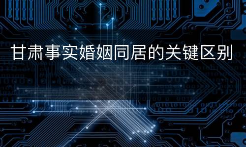 甘肃事实婚姻同居的关键区别