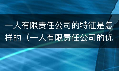 一人有限责任公司的特征是怎样的（一人有限责任公司的优点）