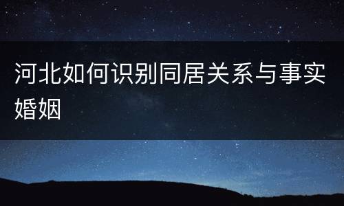 河北如何识别同居关系与事实婚姻
