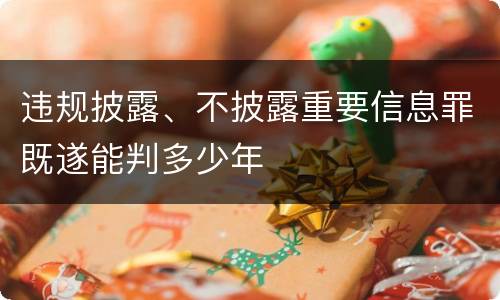 违规披露、不披露重要信息罪既遂能判多少年