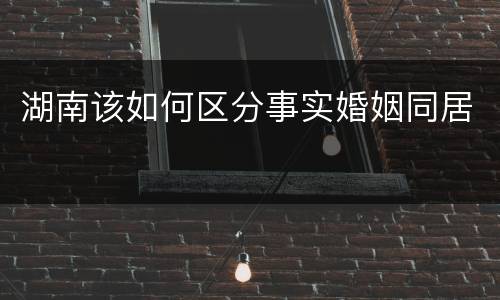 湖南该如何区分事实婚姻同居