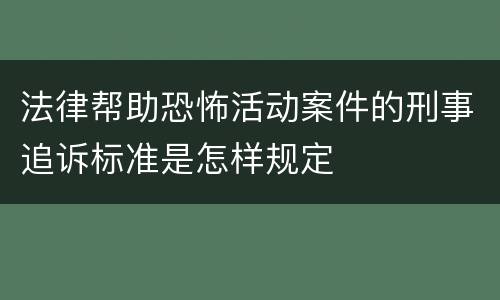 法律帮助恐怖活动案件的刑事追诉标准是怎样规定