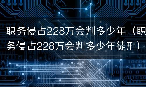 职务侵占228万会判多少年（职务侵占228万会判多少年徒刑）