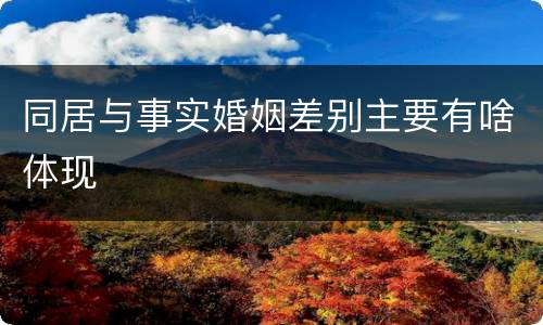 同居与事实婚姻差别主要有啥体现