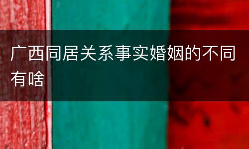 广西同居关系事实婚姻的不同有啥