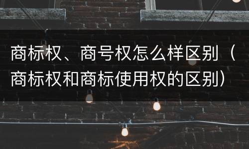 商标权、商号权怎么样区别（商标权和商标使用权的区别）