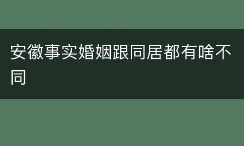 安徽事实婚姻跟同居都有啥不同