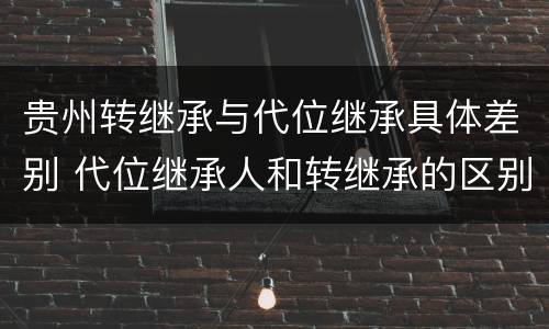 贵州转继承与代位继承具体差别 代位继承人和转继承的区别