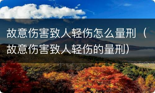 故意伤害致人轻伤怎么量刑（故意伤害致人轻伤的量刑）