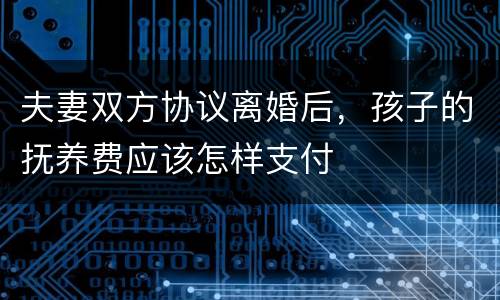夫妻双方协议离婚后，孩子的抚养费应该怎样支付