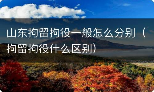 山东拘留拘役一般怎么分别（拘留拘役什么区别）