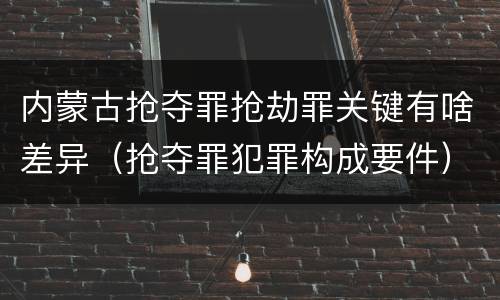 内蒙古抢夺罪抢劫罪关键有啥差异（抢夺罪犯罪构成要件）