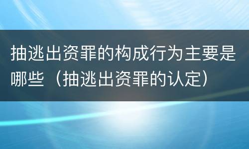 抽逃出资罪的构成行为主要是哪些（抽逃出资罪的认定）