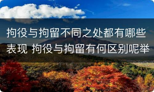 拘役与拘留不同之处都有哪些表现 拘役与拘留有何区别呢举例说明
