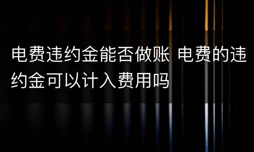 电费违约金能否做账 电费的违约金可以计入费用吗