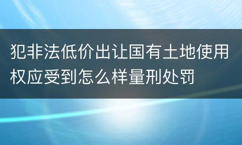 犯非法低价出让国有土地使用权应受到怎么样量刑处罚