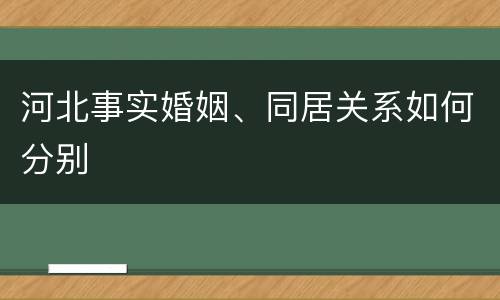 河北事实婚姻、同居关系如何分别