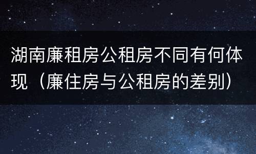 湖南廉租房公租房不同有何体现（廉住房与公租房的差别）