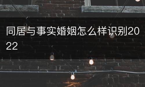 同居与事实婚姻怎么样识别2022