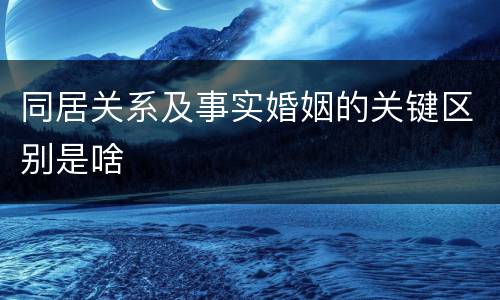 同居关系及事实婚姻的关键区别是啥