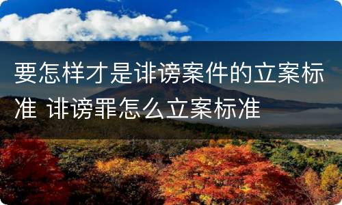 要怎样才是诽谤案件的立案标准 诽谤罪怎么立案标准