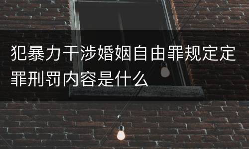 犯暴力干涉婚姻自由罪规定定罪刑罚内容是什么