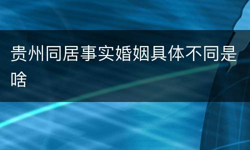贵州同居事实婚姻具体不同是啥