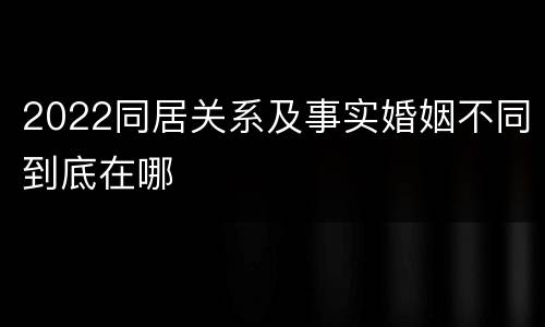 2022同居关系及事实婚姻不同到底在哪