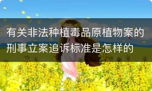有关非法种植毒品原植物案的刑事立案追诉标准是怎样的