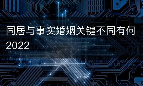同居与事实婚姻关键不同有何2022