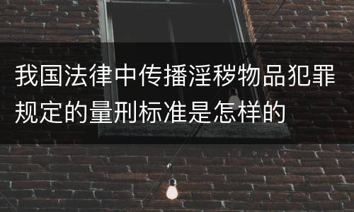我国法律中传播淫秽物品犯罪规定的量刑标准是怎样的