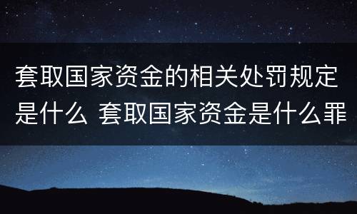 套取国家资金的相关处罚规定是什么 套取国家资金是什么罪
