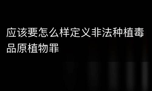 应该要怎么样定义非法种植毒品原植物罪