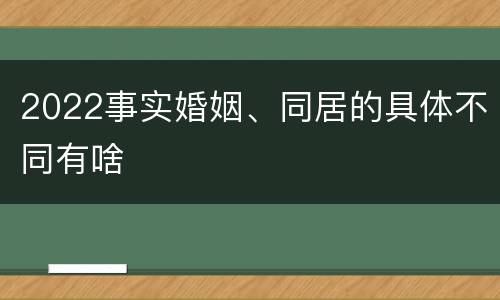 2022事实婚姻、同居的具体不同有啥