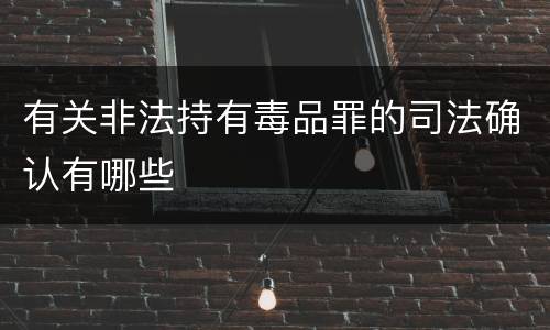 有关非法持有毒品罪的司法确认有哪些