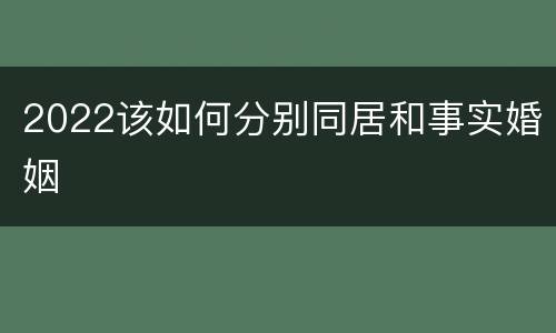 2022该如何分别同居和事实婚姻