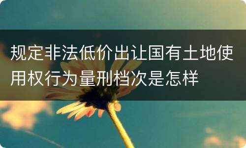 规定非法低价出让国有土地使用权行为量刑档次是怎样