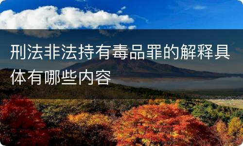 刑法非法持有毒品罪的解释具体有哪些内容