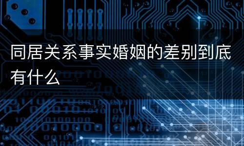 同居关系事实婚姻的差别到底有什么