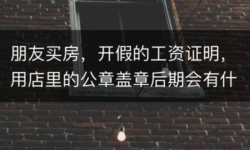 朋友买房，开假的工资证明，用店里的公章盖章后期会有什么责任